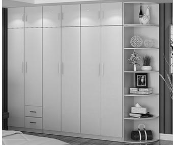 TỦ QUẦN ÁO GỖ MDF RỘNG 290CM MẦU TRẮNG NGÀ